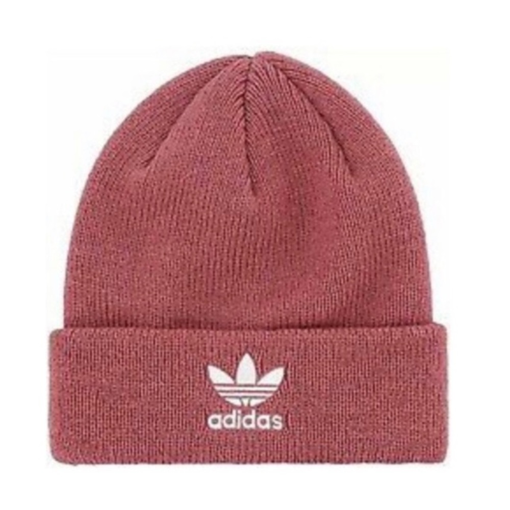 adidas Originals Women's Trefoil Beanie, Trace Maroon Pink/White, ONE SI…